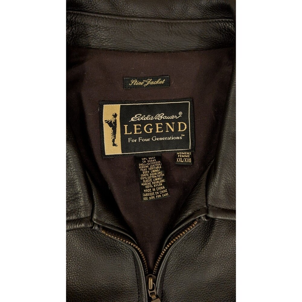 Vintage Eddie Bauer Womens XXL 2XL Stine Black Leather Legend Classic Jacket EUC - Picture 3 of 7